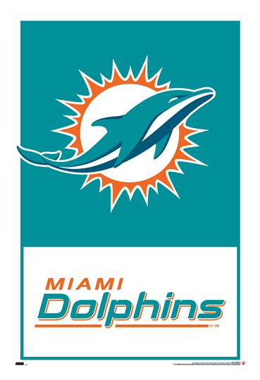 Logo de Miami Dolphins, versión horizontal, sobre fondo transparente