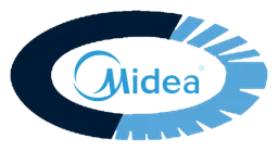 Midea logo, horizontal version, on a transparent background