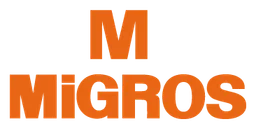 Logo da Migros, versão horizontal, em fundo transparente