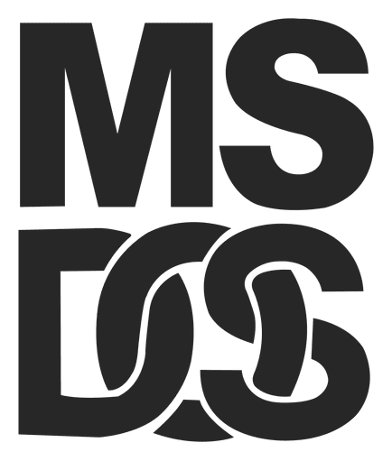 MS Dos logo, black icon version, on a transparent background