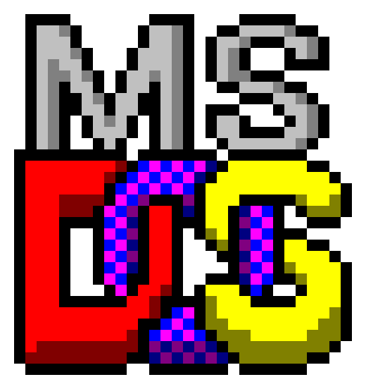 MS Dos logo, icon version, on a transparent background