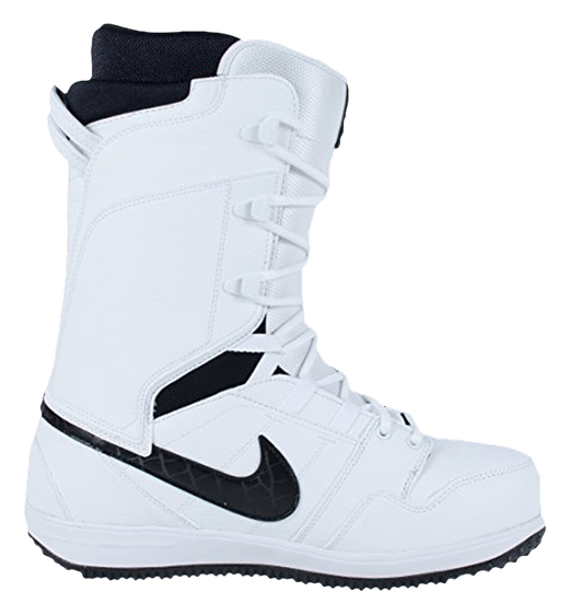 Nike Snowboarding logo, white icon version, on a transparent background