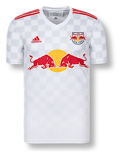 Ny Red Bulls logo, white version, on a transparent background