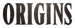 Origins logo, black wordmark version, on a transparent background