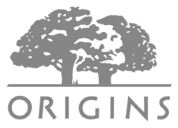 Origins logo, monochrome version, on a transparent background