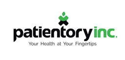 Patientory logo, white version, on a transparent background