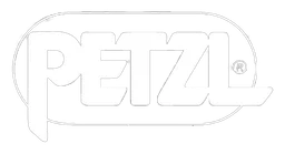 Petzl logo, white version, on a transparent background