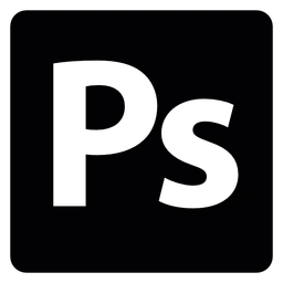 Logo Photoshop, version icône noir, sur fond transparent
