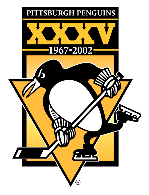 Pittsburgh Penguins logo, horizontal version, on a transparent background