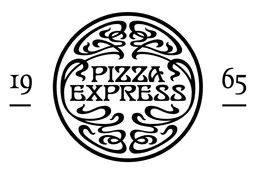 Pizzaexpress logo, monochrome version, on a transparent background