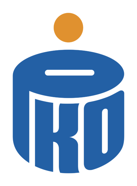 Pko Bank Polski logo, horizontal version, on a transparent background