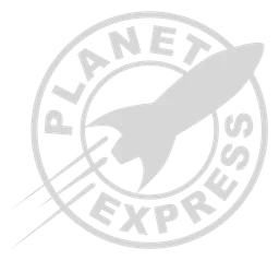 Planet Express logo, white icon version, on a transparent background