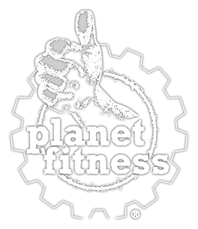 Planet Fitness logo, white icon version, on a transparent background