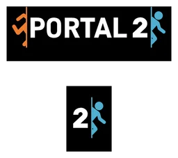 Portal 2 logo, black icon version, on a transparent background