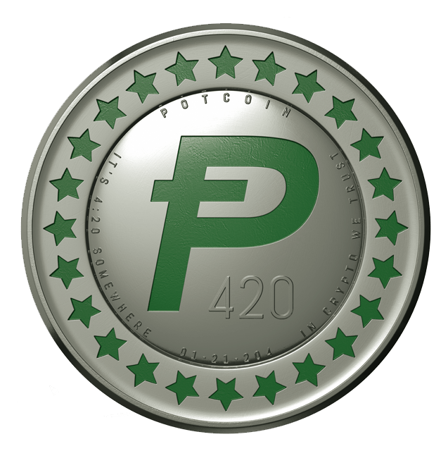 Potcoin logo, monochrome icon version, on a transparent background