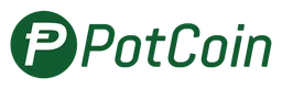 Potcoin logo, wordmark version, on a transparent background