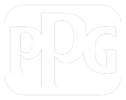 PPG logo, white version, on a transparent background