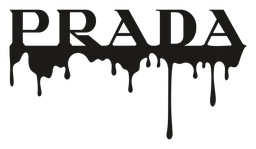 Prada logo, black version, on a transparent background