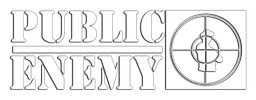 Public Enemy Logo, Variante Wortmarke weiß, auf transparentem Hintergrund