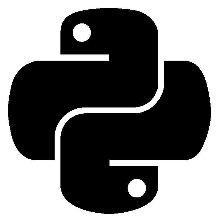 Python logo, black icon version, on a transparent background