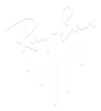 Ray Ban logo, white icon version, on a transparent background