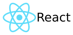 React logo, horizontal version, on a transparent background