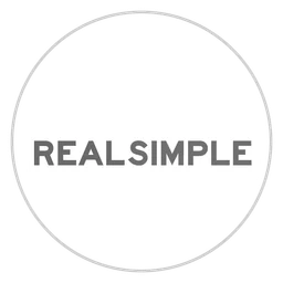 Real Simple logo, white icon version, on a transparent background