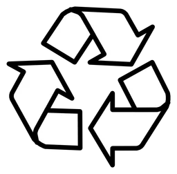 Recycling logo, monochrome icon version, on a transparent background
