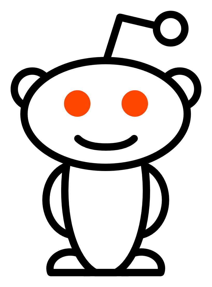 Reddit logo, monochrome version, on a transparent background