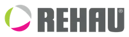 Logo de Rehau, versión logotipo monocromo, sobre fondo transparente