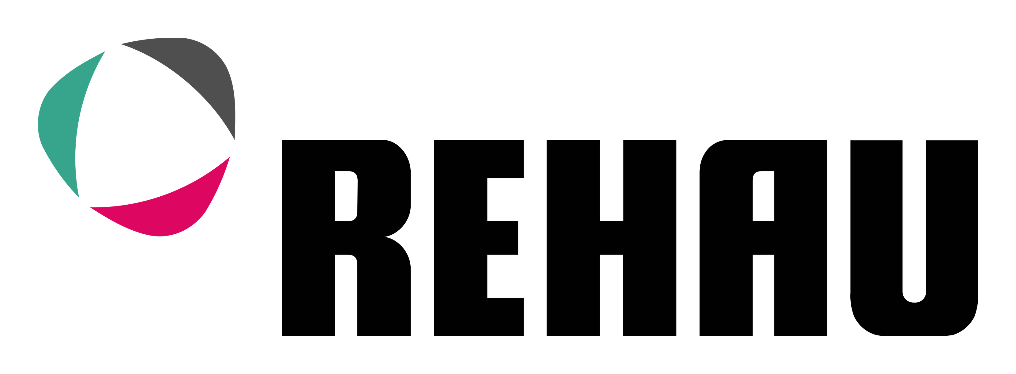 Logo de Rehau sobre fondo transparente