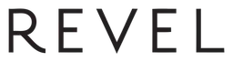 Revel logo, black wordmark version, on a transparent background