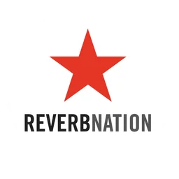 Reverbnation logo, white icon version, on a transparent background