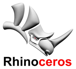 Rhinoceros 3d logo, monochrome icon version, on a transparent background