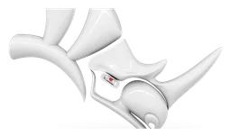 Rhinoceros 3d logo, white version, on a transparent background