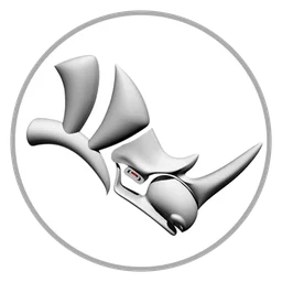 Rhinoceros 3d logo, white icon version, on a transparent background