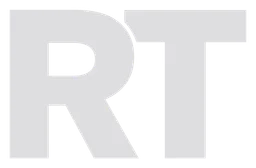 RT logo, white version, on a transparent background