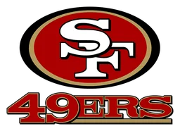 San Francisco 49ers logo, horizontal version, on a transparent background
