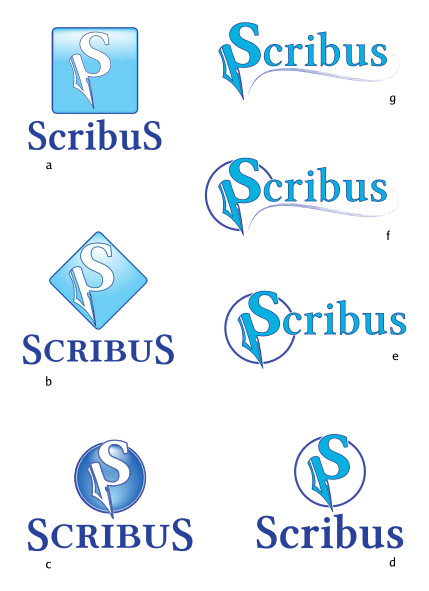 Scribus logo, horizontal version, on a transparent background