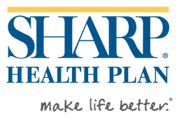 Sharp Healthcare logo, horizontal version, on a transparent background