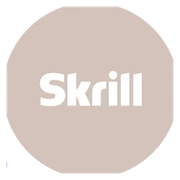 Skrill logo, white icon version, on a transparent background