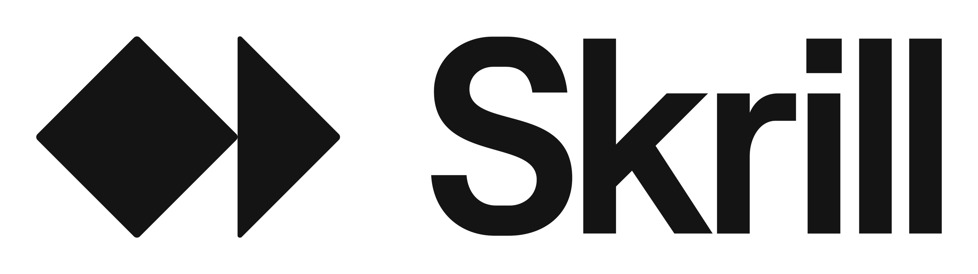 Skrill logo on a transparent background
