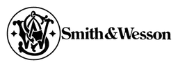 Smith and Wesson logo, monochrome wordmark version, on a transparent background