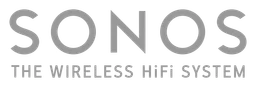 Logo da Sonos, versão logotipo monocromático, em fundo transparente