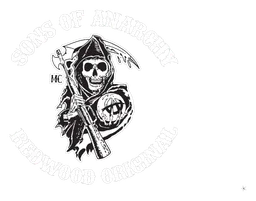 Sons of Anarchy logo, white icon version, on a transparent background
