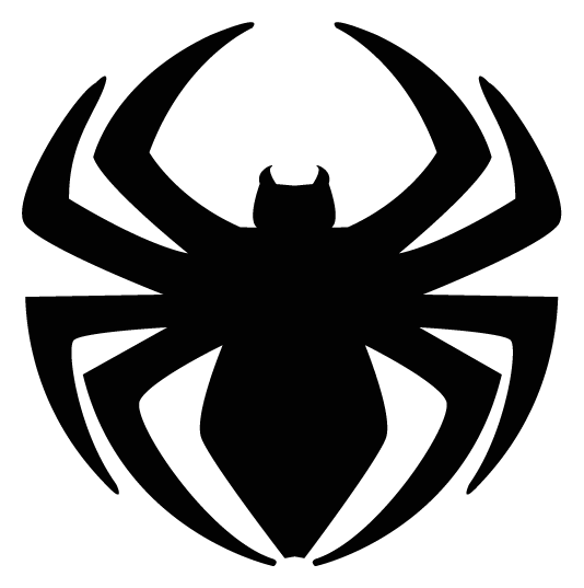 Logo de Spider Man, versión icono negro, sobre fondo transparente