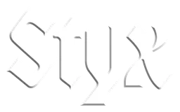 Styx logo, white version, on a transparent background