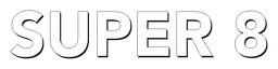 Super 8 logo, white wordmark version, on a transparent background