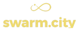 Swarm City logo, wordmark version, on a transparent background