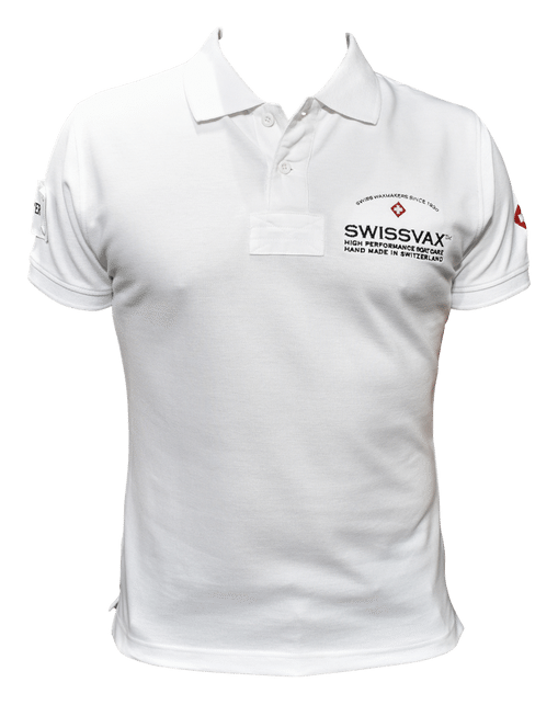 Swissvax logo, white version, on a transparent background